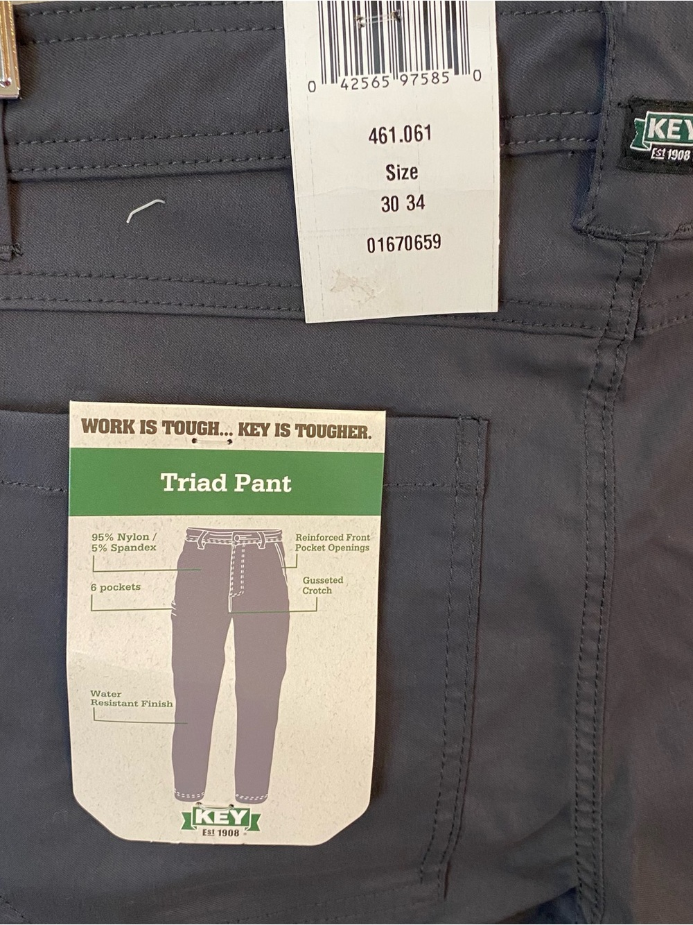 Key NWT Triad Pant Work Pants Grey Womens 30x34 - Picture 5 of 9